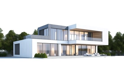 Luxury modern house isolated on white background,Concept for real estate or property.3d rendering