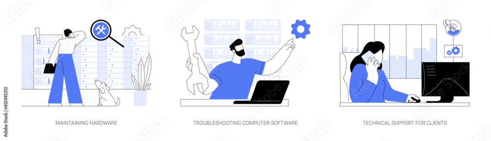 Canvas Prints network technician abstract concept vector illustrations.