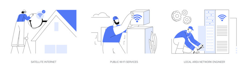 Telecommunication service abstract concept vector illustrations.