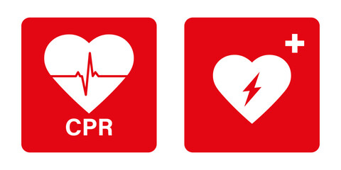 AED and CPR icons set