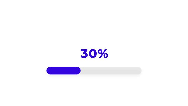 progress bar animation, percentage loading 30% on a White background