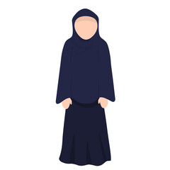 Illustration of faceless art muslim woman, muslim woman wearing hijab icon 