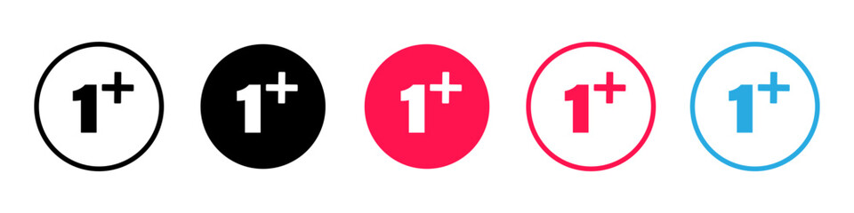 Obraz premium One plus only icon. Age limit or restriction. 1 plus only embelm, sticker, or label. Vector