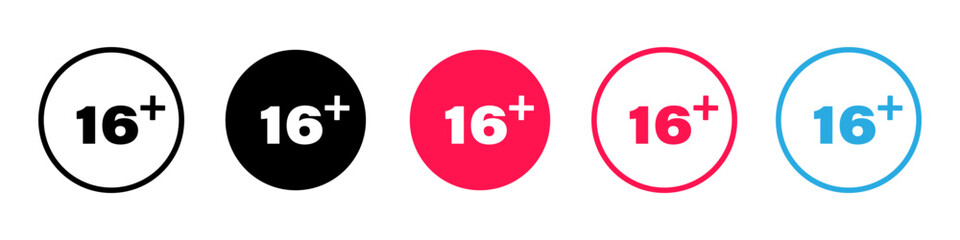 Fototapeta premium 16 plus icon. Adults only. Age limit or restriction. Sixteen plus only. Vector