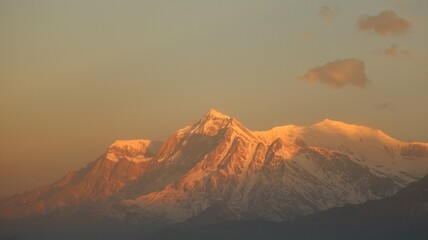 Kanchenjunga peaks at sunset in the Himalayas, Asia, perfect for wallpapers