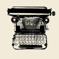 stylized drawing of a typewriter