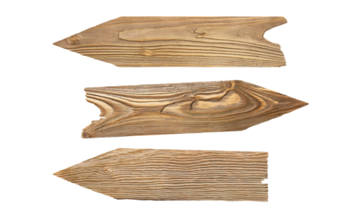 Set of wooden arrow signs, cut out