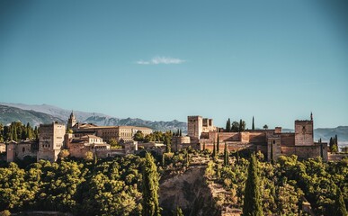 Moorish fortifications in Alhambra, Granada, Spain