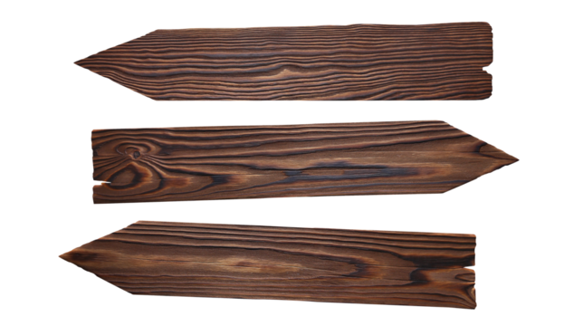 Set of wooden arrow signs, cut out