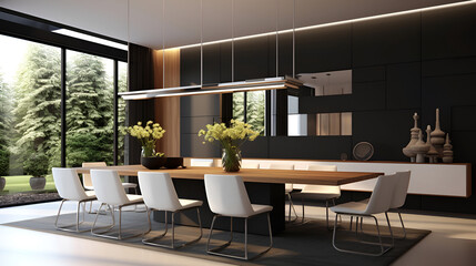 Fototapeta na wymiar Dining room interior design with dinging table
