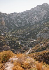 Vertical view of a road in the mountains