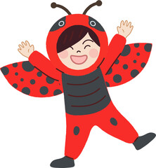 Happy and funny cute children is wearing ladybug animal costume. © Idol Design
