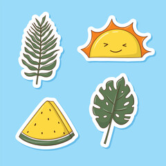 Colorful hand drawn summer stickers collection
