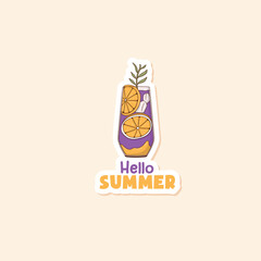 Colorful hand drawn summer beverage sticker