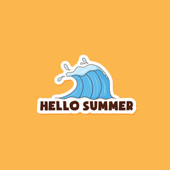 Colorful hand drawn summer wave sticker