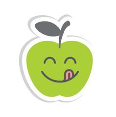 Happy smiling apple character, vector, illustration, icon, design, sticker.