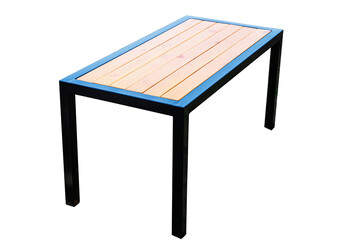 metal table. inside, the natural wood is covered with a special compound. on a white background