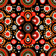 Ethnic floral seamless pattern. Abstract kaleidoscope fabric design texture