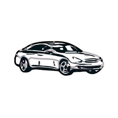 color sketch of a luxury car with transparent background