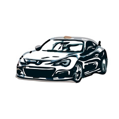 color sketch of a luxury car with transparent background