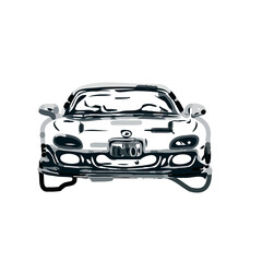 color sketch of a luxury car with transparent background