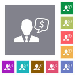 Dollar financial advisor square flat icons