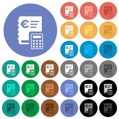 European Euro ledger round flat multi colored icons