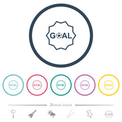 Goal sticker outline flat color icons in round outlines