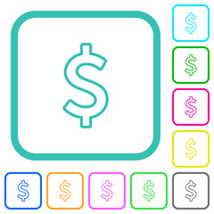 Dollar sign outline vivid colored flat icons