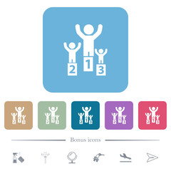 Fototapeta premium Winners on the podium flat icons on color rounded square backgrounds