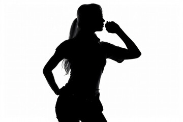 A woman's silhouette stands confidently and presents an image of being free and independent. Generative AI