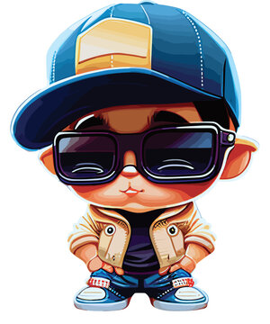 Cooles Baby Like a Boss Kleinkind mit Basecap und gro&szlig;er Sonnenbrille Mini Chef Baby