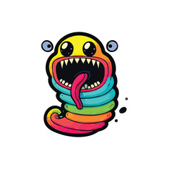 Cute caterpillar on the tree branch leaf animal cartoon isolated flat style