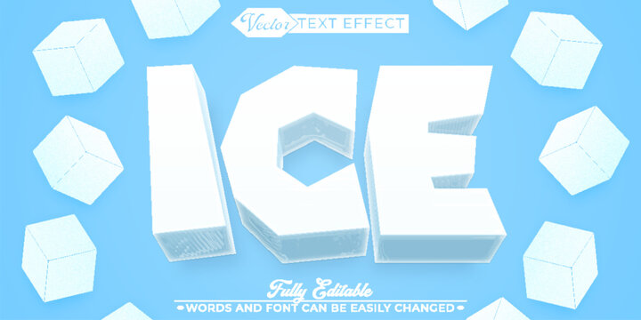 Cartoon Ice Cube Vector Editable Text Effect Template