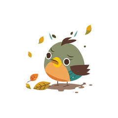 Cute colorful bird isolated on white background. Common house sparrow. Small bird in cute cartoon style. Isolated vector clip art illustration. Bird superb fairy wren vector Illustration