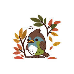 Cute colorful bird isolated on white background. Common house sparrow. Small bird in cute cartoon style. Isolated vector clip art illustration. Bird superb fairy wren vector Illustration