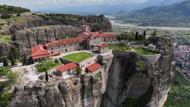 Aerial view of Meteora Monastery in Kalambaka, Greece