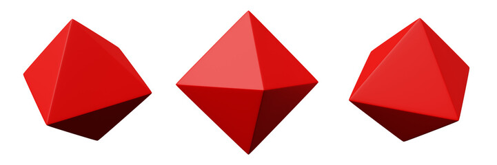 3d octahedron red realistic rendering of basic geometry object