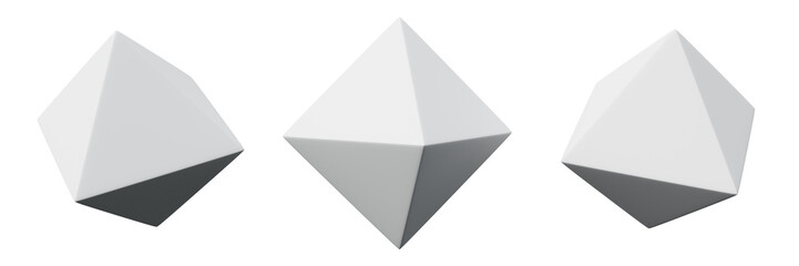 3d octahedron white realistic rendering of basic geometry object