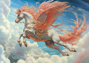 Pegasus  winged horse , Greek mythology. generative ai