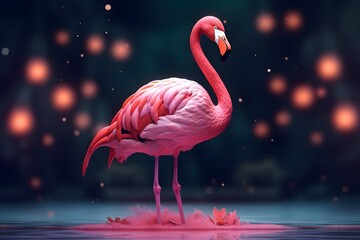 Fototapeta na wymiar Cartoon pink flamingo illustration with animal character on a background , .highly detailed, cinematic shot photo taken by sony incredibly detailed, sharpen details highly realistic professi