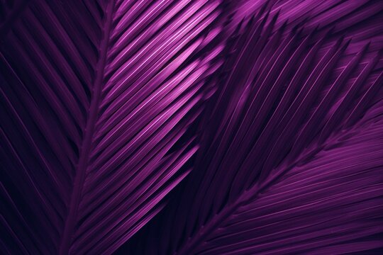 Illustration Of Purple Palm Leaf Background. Generative AI