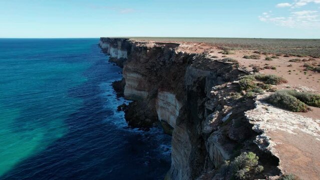 High angle footage of the Great Australian Bight on a sunny day in South Australia