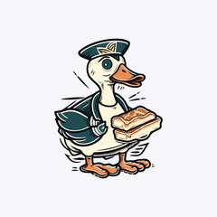 cute duck goose cartoon style vector image illustration
