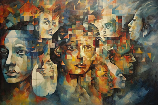 Abstract concept of Schizophrenic women. Generative Ai.