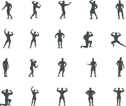 Bodybuilder silhouette, Fitness and bodybuilder silhouette, Bodybuilder silhouette clip art, Bodybuilder SVG