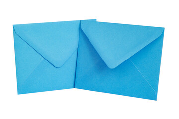 Craft blue envelope isolated on white background