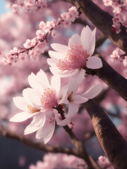 Obraz na płótnie Canvas Beautiful Sukura Cherry Blossom in Japan, Generative AI Illustration.