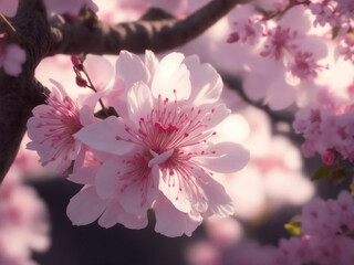 Fototapeta na wymiar Beautiful Sukura Cherry Blossom in Japan, Generative AI Illustration.