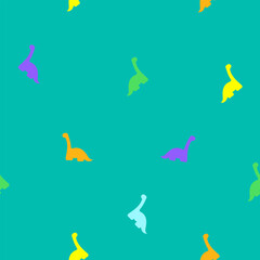 Fototapeta premium Cute multicolored dinosaur seamless pattern.prehistoric illustration for kids fashion,textile,cloth,dino character in doodle style.